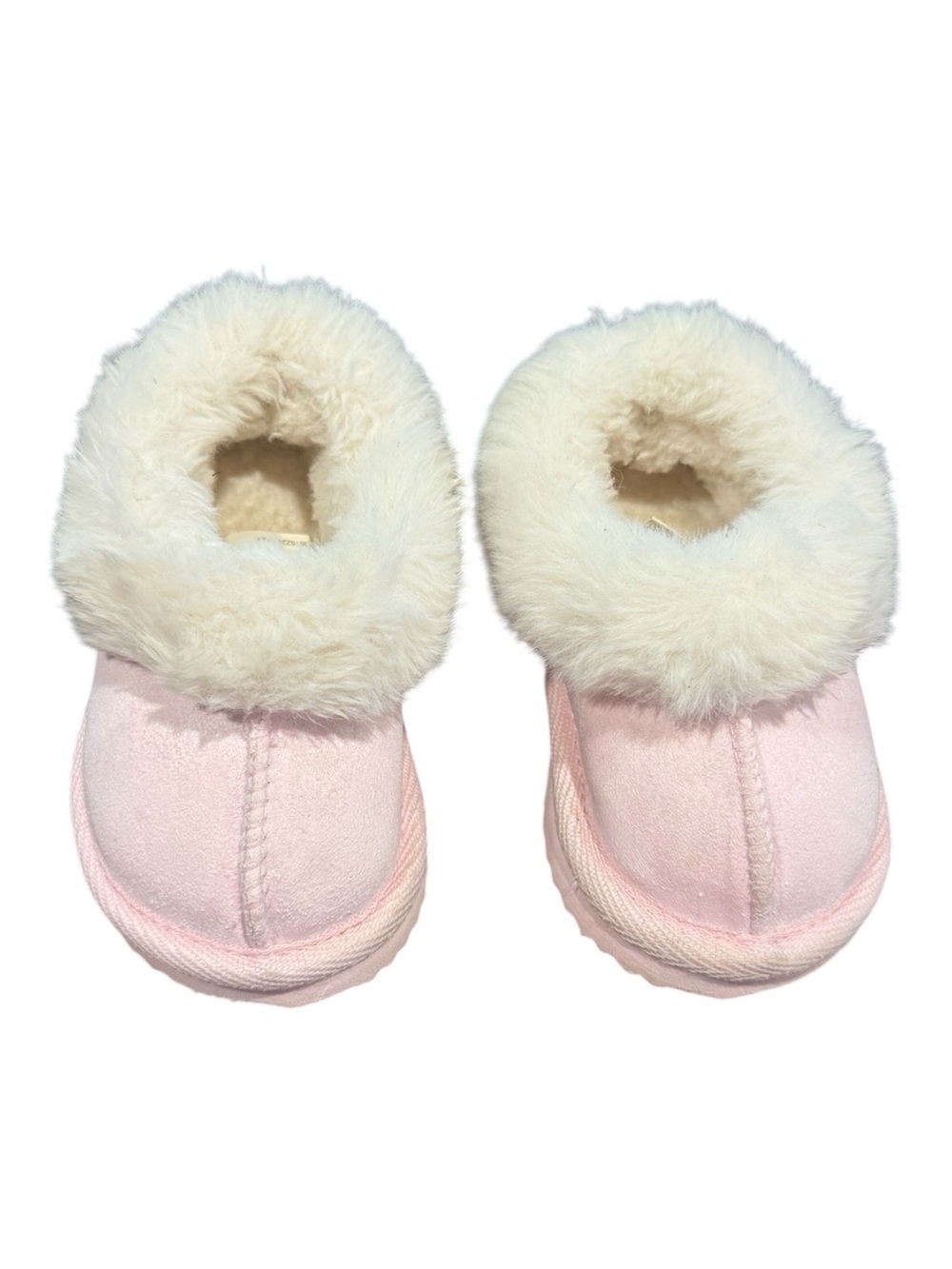 Pink Faux-Fur Cuffed Kids Slippers